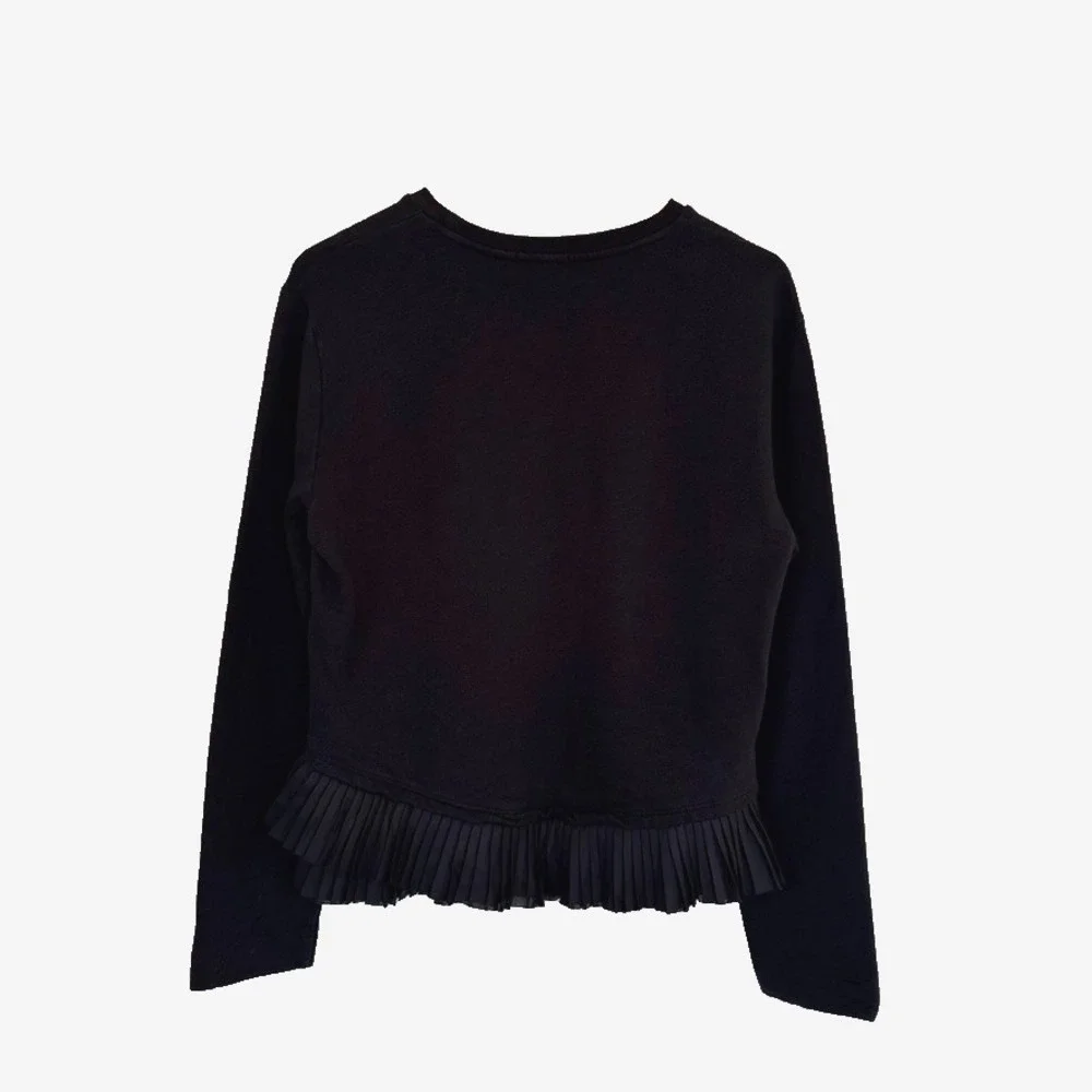 J.Crew Black‎ Pleated Hem Long Sleeve Top Sweatshirt Women's Size M